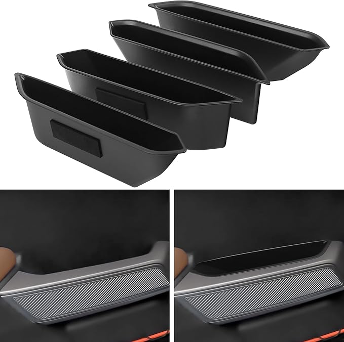 4PCS Door Handle Storage Box for Ford Bronco 2021 2022 2023 2024 2025 Accessories Phone Holder Front and Rear Door Grab Handle Pocket ABS（Not for Sport Model）