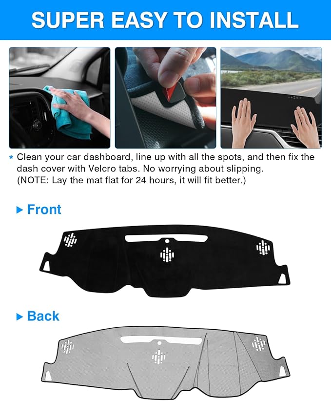 Autorder Dashboard Cover Mat for 2015-2020 Chevy Chevrolet Tahoe/Suburban/GMC Yukon Accessories Dash Cover Mat Flannel Sunshade Glare UV Rays Protector (Without Forward Collision Alert/HUD)