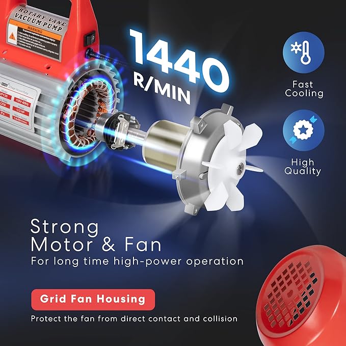 VIVOHOME 110V 1/3 HP 4CFM Single Stage Rotary Vane Air Vacuum Pump and AC Manifold Gauge Set Kit with Leak Detector for R134a R12 R22 R502 R410a HVAC Air Conditioning Refrigeration Recharging, Red