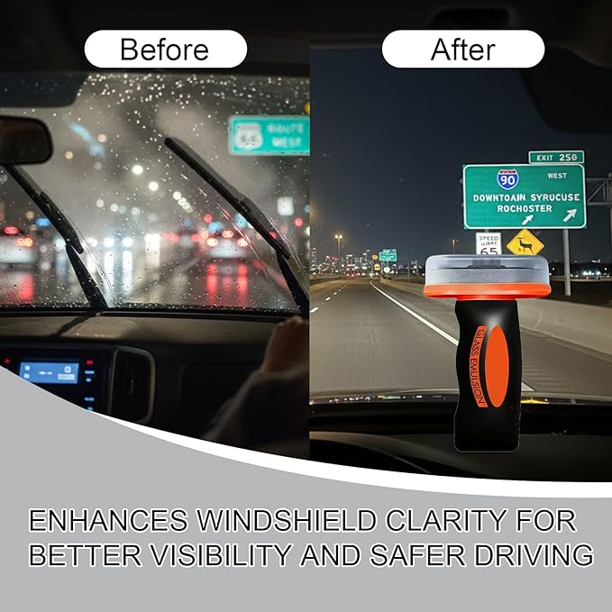 Glass Oil Film Removal for Car -auto glass cleaner& glass emulsion , Removes Tough Grease, Grime, Oil Film, and Water Spots for Car, Improve Windshield Clarity,Crystal Clear View (1 Pack, 3.38oz each)