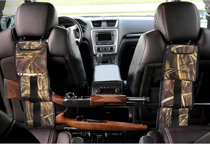 Car Seat Back Gun Rack, 2 Pack Automotive Truck Racks for Hunting Gear, Seat Back Gun Sling Holder with Storage Pockets for Truck SUV