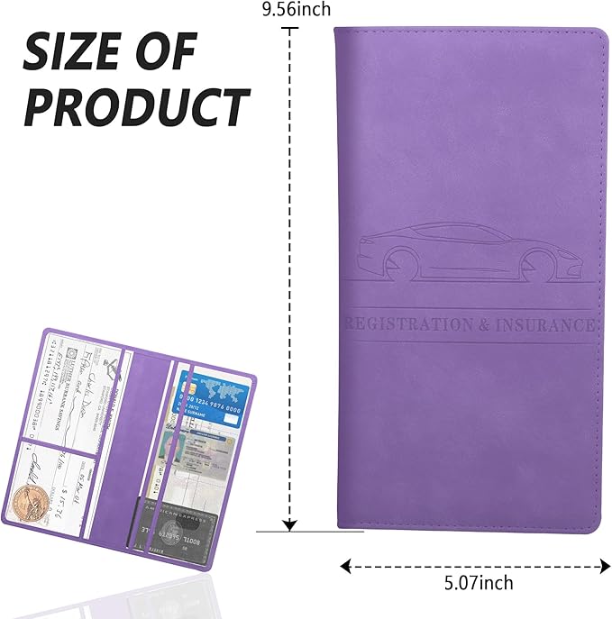 Car Registration and Insurance Holder,PU Leather Car Glove Box Organizer Car Document Holder for ID,Driver's License,Universal Car Organizer Car Accessories for Women/Men