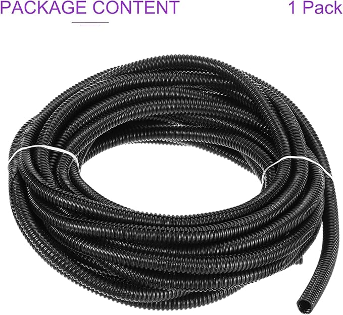 DMiotech 33ft Wire Loom Split Tubing 3/8 Inch(9.5 Mm) ID, Cord Protectors from Pet Flexible Conduit Cable Management for Office, Home, Garden, Black