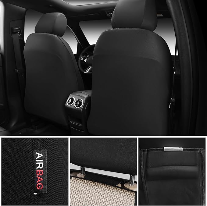 CAR PASS Car Seat Covers Front Seats Only, 3D Air Mesh Car Seat Cover with 5mm Composite Sponge Inside,Airbag Compatible Universal Fit SUV,Vans,sedans, Trucks, Automotive Interior Covers(Black Beige)