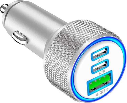 USB C Car Charger, Rombica 3Port 67W Dual USB-C&USB-A Car Power Cigarette Lighter USB Charger Adapter PD/QC Type C Car Charger Fast Charge for iPhone 17 17 Pro 16 15 14 13 12/Galaxy S26 S25/Pixel/iPad