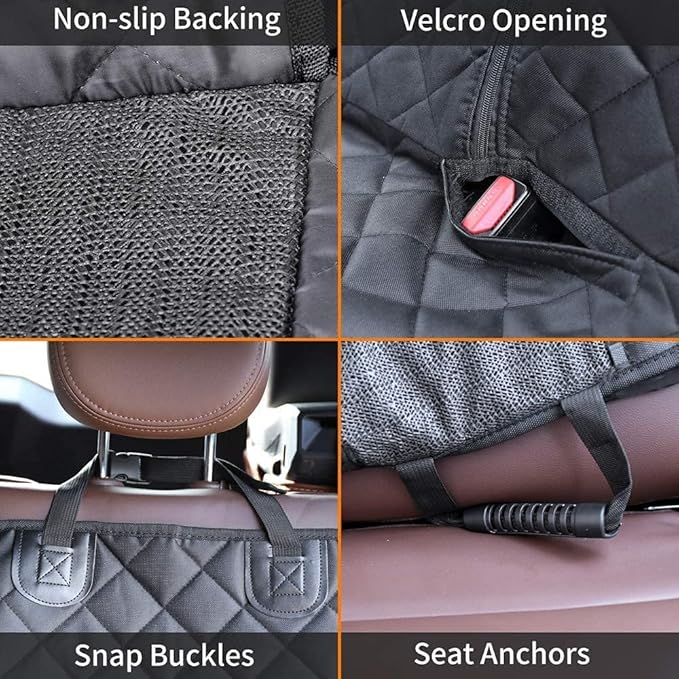 JSTHT Dog Car Seat Cover for Back Seat Waterproof Bench Seat Cover Protector Nonslip Durable Soft Pet Dog Back Seat Cover for Car, Truck, & SUV (Black)