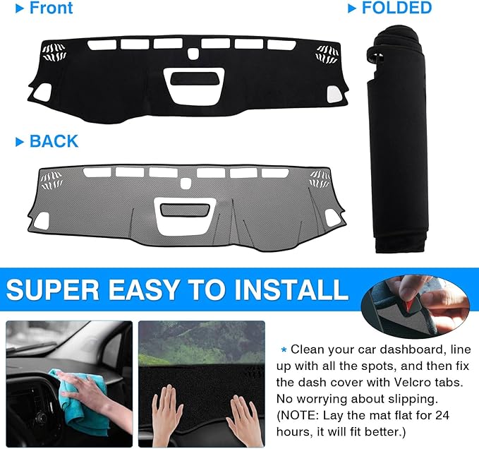 Autorder Dashboard Cover Mat for 2015-2020 2021 2022 Chevrolet Chevy Colorado Accessories Dash Cover Flannel Dash Mat Sunshade Glare UV Rays Protector