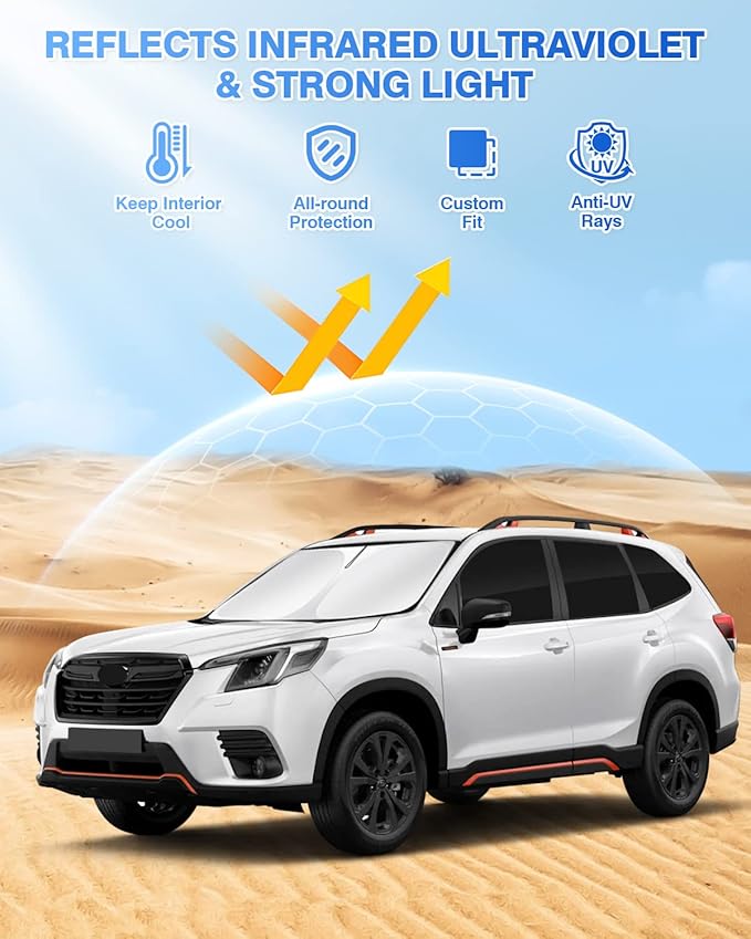 Canvcle Sunshades for 2019-2024 Subaru Forester Accessories Windshield Sun Shade Side Rear Window Shade Cover Sun Visor Shield Privacy Protection Keep Vehicle Cool Black 8PCS