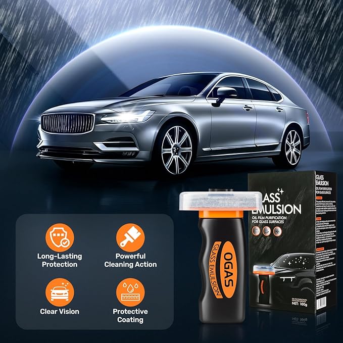 Car Oil Film Cleaner,Glass Emulsion Cleaner,Handle Oil Film Remover&Windshield Cleaner For Cars Window, Glass Emulsion, Crystal Clear View