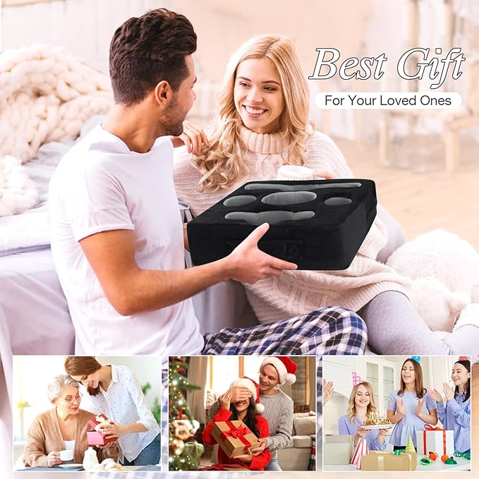 STBoo Couch Cup Holder Pillow Tray - Sofa Drink Cup Holder Cozy Buddy | Bed Caddy Organizer for Remote, Snacks Beverage, Phones, Tablet | Use it on Car, Pack, Beach, RV, Boat, Bedroom (Black)