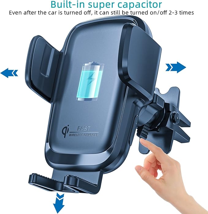 Wireless Car Charger, 15W Qi Fast Wireless Charging Phone Mount, Auto Clamping Air Vent Car Phone Holder for iPhone 14/13/12/11/X, Samsung Galaxy S22/S20/S10/S9/Note20/10/9, etc