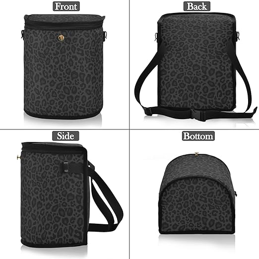 Black Leopard Car Trash Can Animal Skin Print Car Garbage Bag with Lid Hanging Waterproof Leak Proof Vehicle Storage Bin