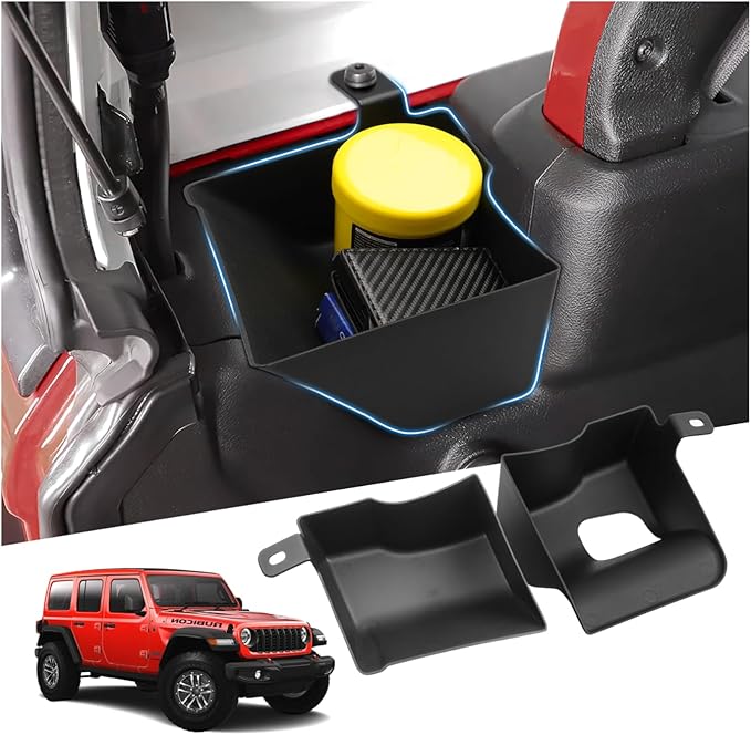 Rear Cargo Side Trunk Storage Box Tray Fit for Jeep Wrangler JL JLU 4XE 2024 2025 2026 Trunk Storage Tray Organizers Cargo Organizer 4 Doors Black 2PCS