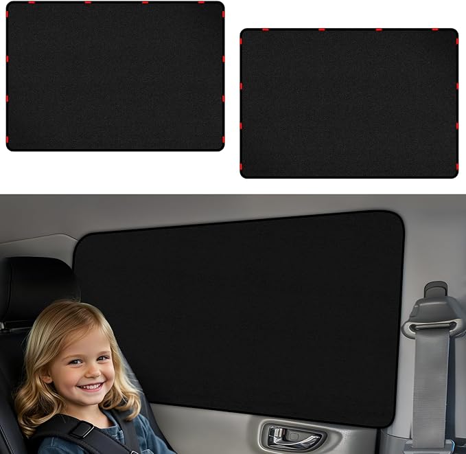 ZATOOTO Car Window Covers for Rear Side Window Curtains Suede Sun Shade for Privacy Blackout for UV Protection, Car Shades for Large Rear Window, 21.2×39.3in