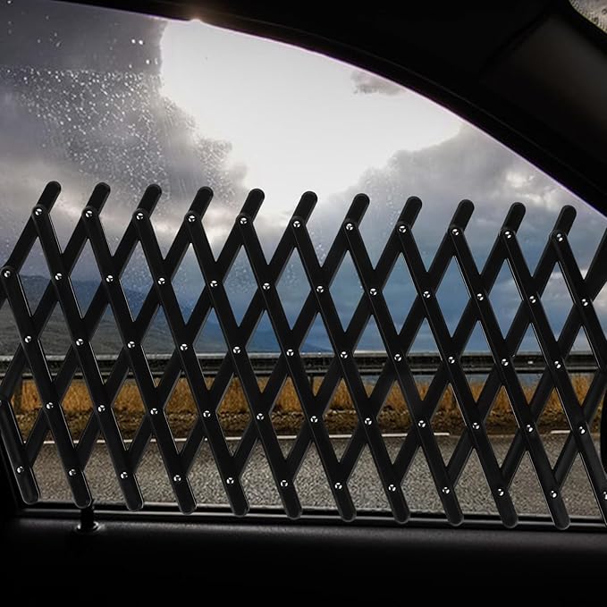Outanaya Retractable Dog Car Window Fence Vehicle Interior Pet Barrier Mesh Guard for Car Window Protection Suitable for Travel and Dog Safety