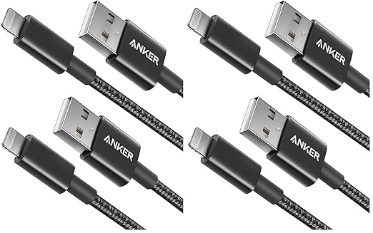Anker USB A to Lightning Cable(3.3FT, 2Pack), MFi Certified Nylon USB to Lightning Cord for iPhone 14/13/12/11 Pro/11/XS MAX/XR/8/7/6s Plus Cable(Black) (Pack of 2)