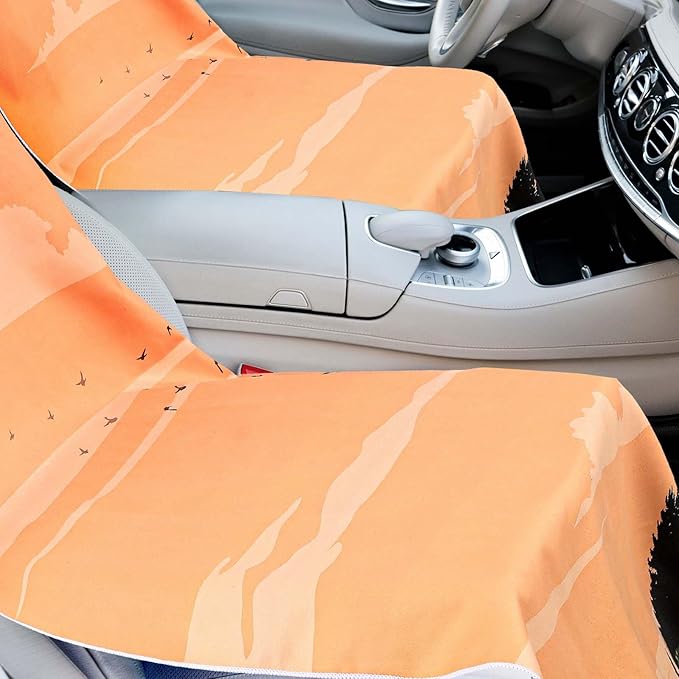 Hahafelt 1 Pack Car Seat Towel Covers with Storage Bag 63 x 32 Inch Athletic Running Towel Seat Sweat Washable Non Slip Cover Gift for Car Outdoor Sport Activities (Mount Desert Island)