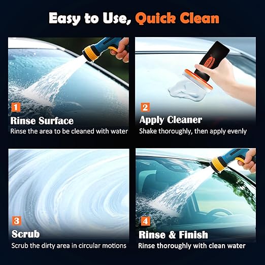 Glass Oil Film Remover for Car Windowshield, Windows & Rearview Mirror - Auto Glass Emulsion Cleaner Kit, Remove Grease, Road Grime, Water Sport, Reduce Glare Improve Visibility for Safe Driving