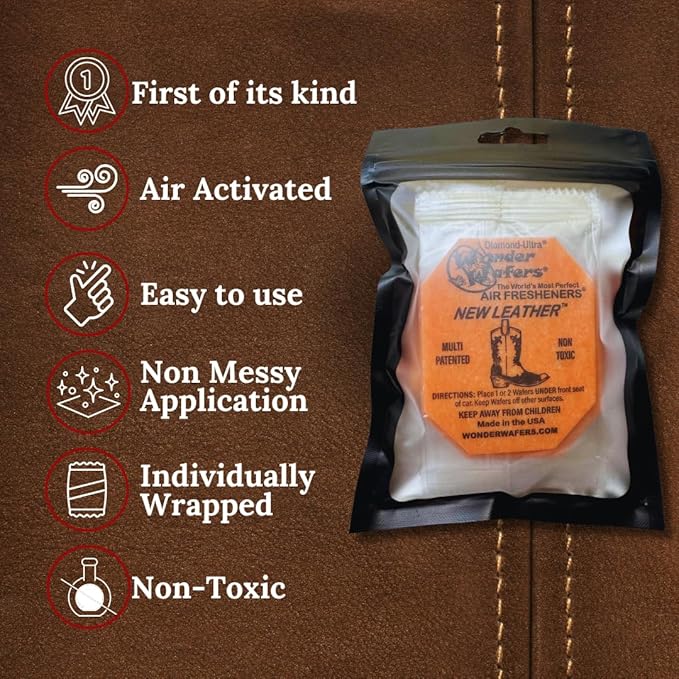 Wonder Wafers 20 count Air Fresheners Individually Wrapped New Leather Fragrance