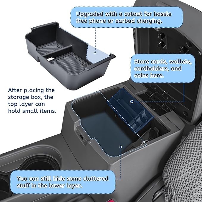 EDBETOS Center Console Organizer Tray Compatible with 2005-2021 Nissan Frontier Console Insert Tray Secondary Armrest Storage Box ABS Plastic Interior Accessories