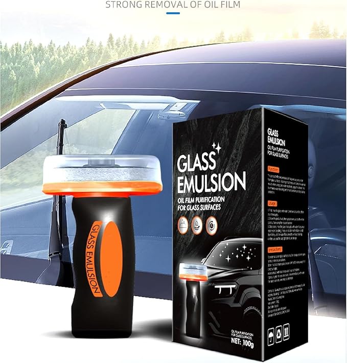 Car Glass Oil-Film Remover, Glass Emulsion Cleaner Cleaning Board, Automotive Oil Film Cleaning Brush for Car, Improve Windshield Clarity and, for Safe Driving (2 Pcs)