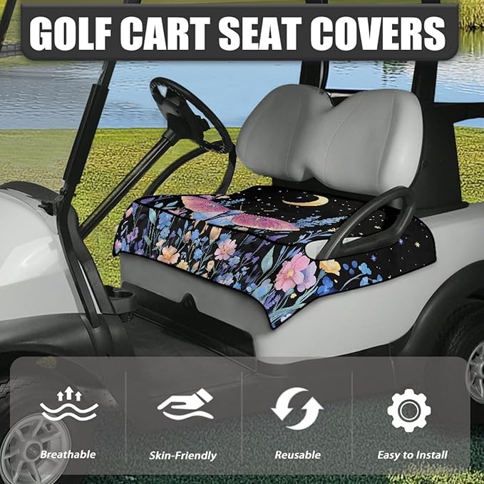 Universal Golf Cart Seat Cover with 4 Pockets Soft Golf Cart Seat Towel Blanket Fits 2-Seat Golf Carts