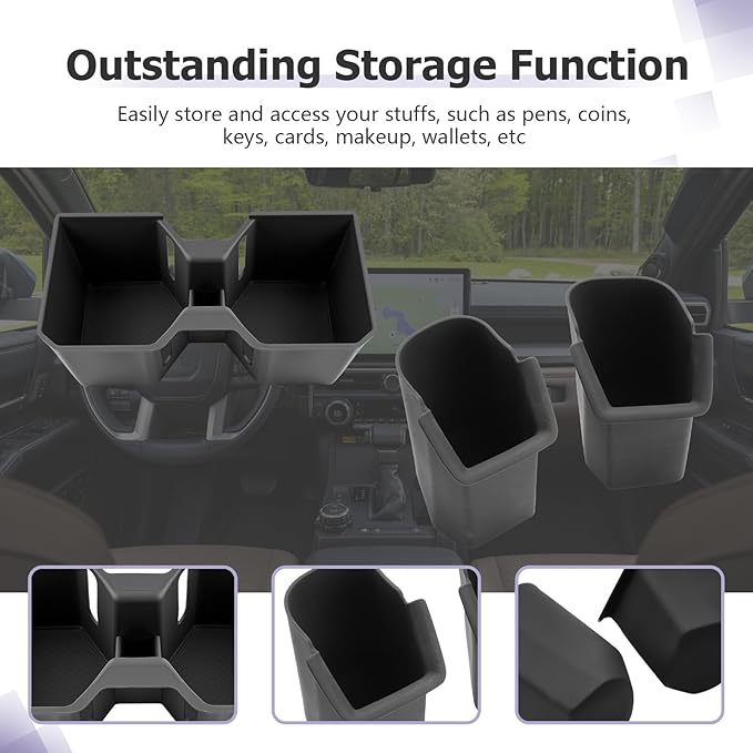 LUWU 2025 4Runner Accessories Compatible with 2025 Toyota 4Runner Center Console Cup Holder, Rear Seat Door Side Silicone Cup Holder Black 2-Pack