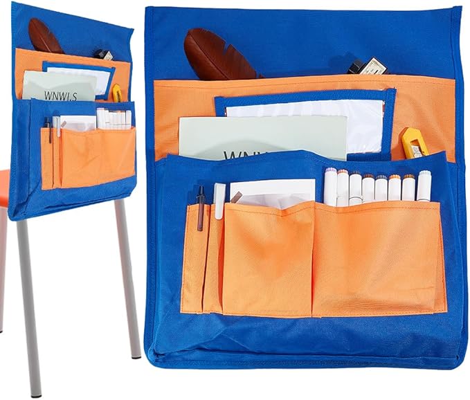 CRASPIRE Classroom Chair Pockets 15.66 x 18.18 inch Orange Chairback Buddy Pocket Chart Desk Buddy Pocket Organizer with Label Slot for School Home Classroom Preschool Daycare