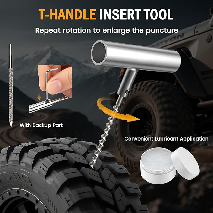 ORCISH Heavy Duty Tire Plug Kit - 70pcs All-in-One Universal Tire Repair Kit for Tubeless Flats, Emergency Tire Patch Kit for Car, Truck, SUV, ATV, Motorcycle, Trailer & RV
