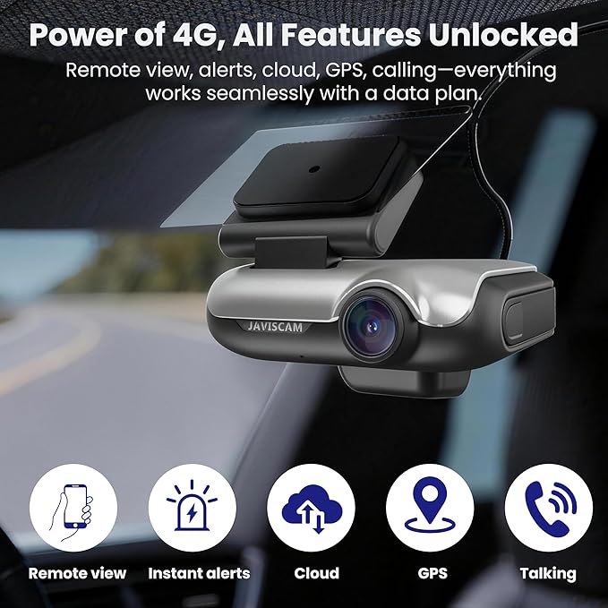 4G LTE Dual Dash Cam with 64GB Card, Front & Inside 2K Car Camera, Remote Live View, GPS, 24/7 Parking Guard, IR Night Vision, Two-Way Talk, App Alerts, Cloud/SD Storage, OBD Cable