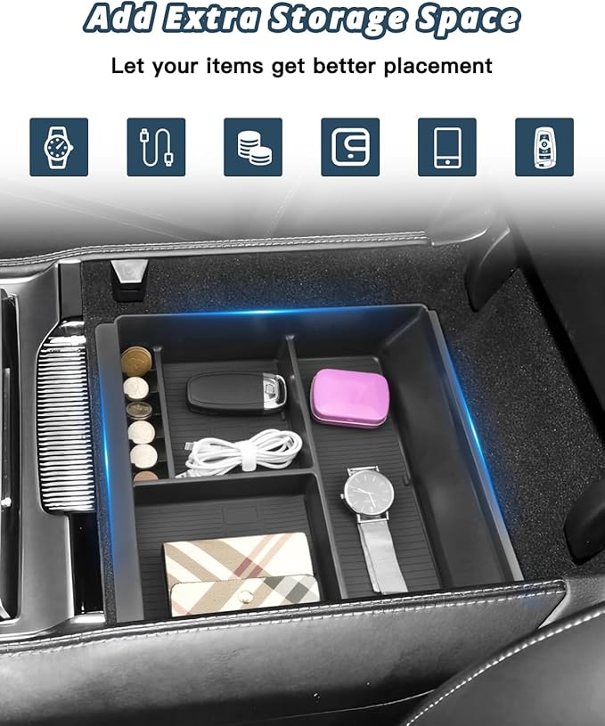 2022–2025 Wagoneer Center Console Organizer for Jeep Wagoneer Accessories Armrest Console Organizer Compatible with 2022 2023 2024 2025 Jeep Wagoneer & Grand Wagoneer(Only for Without Refrigerator)