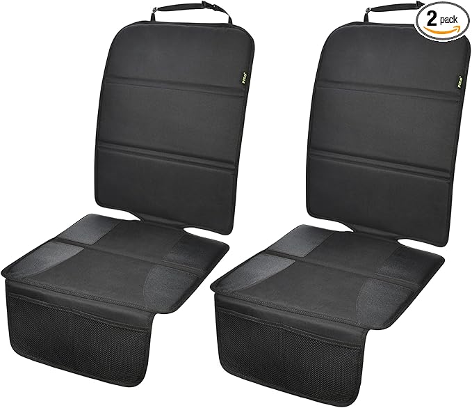 PIDO Car Seat Protector, 2 Pack Seat Protector Under Baby Car Seat with Thick Padding and Non-Slip Back, Waterproof Carseat Protection Cover Pad for Vehicle Leather Upholstery, Black