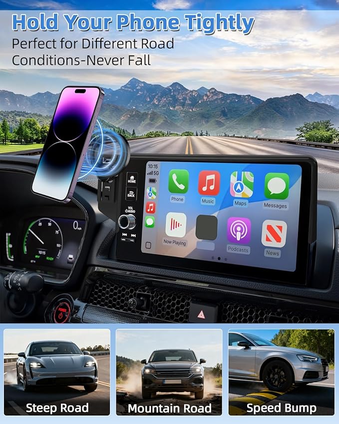 PZK Car Phone Holder for Toyota Highlander Hybrid Lmited/Platinum 2020 2021 2022-2024 2025 Accessories Only for 12.3-inch Screen Compatible with Magsafe Car Phone Mount (Not Fit 8-Inch L/LE/XLE)