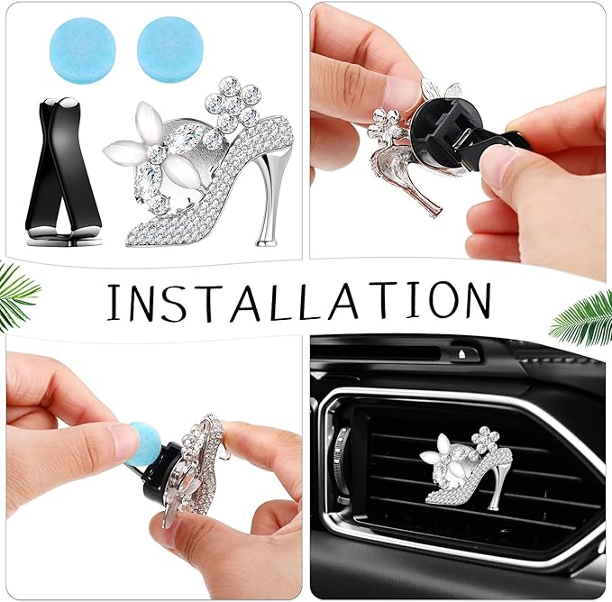 Frienda 8 Pcs Bling Car Air Vent Clips Crystal Rhinestone Air Conditioning Outlet Clip Cute Diamond Interior Car Accessories for Women (Classic Style)