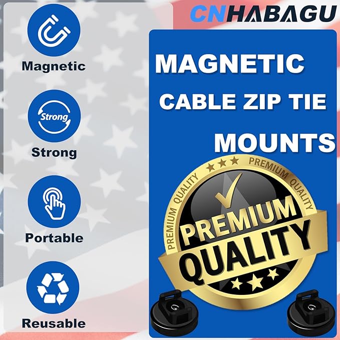 Magnet Zip Tie Mount Clips Magnetic Zip Ties Mount Base Holder Strong Multipurpose Wire Cable Holder Mount Wire Clips Management for Home Office Car Boat Electrical Wiring (30Pcs, D20 0.78IN)