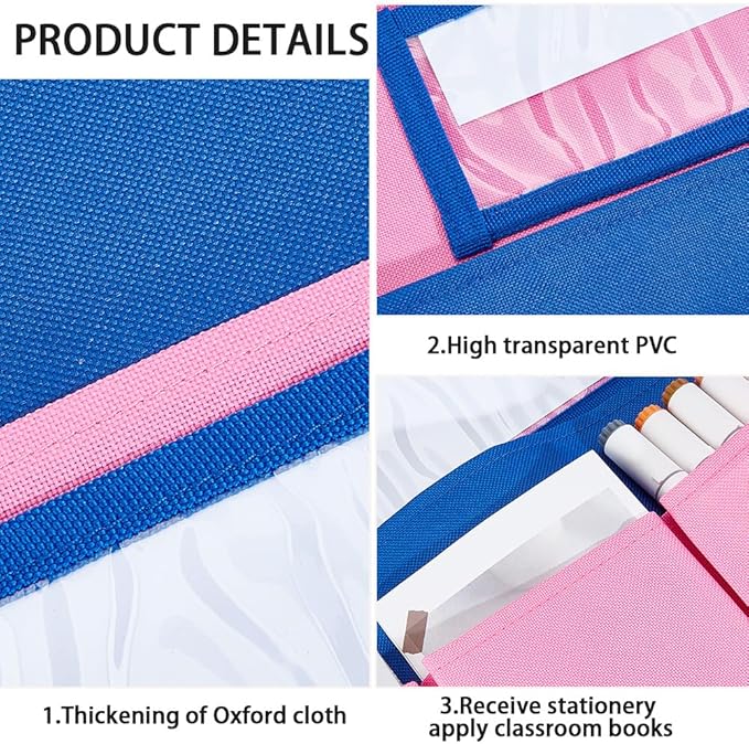 CRASPIRE Classroom Chair Pockets 15.66 x 18.18 inch Pink Chairback Buddy Pocket Chart Desk Buddy Pocket Organizer with Label Slot for School Home Classroom Preschool Daycare