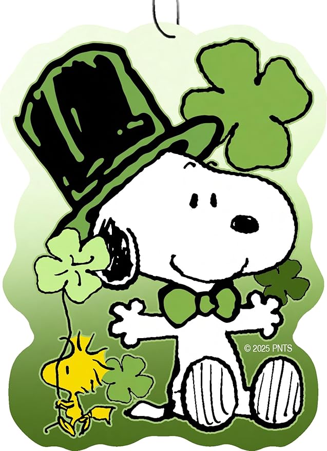 Spoontiques Peanuts St. Patrick's Day Air Freshener (3pk) - Themed Car Interior Accessories & Essentials, Hanging Air Freshener for Cars & Trucks, Long-Lasting Fragrance (New Car Scent)