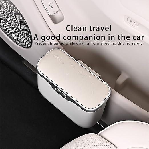 Car Trash Can with Lid, Leakproof Auto Garbage Bin, Waterproof Car Trash Bag Holder with PU Leather Top for Back of Seat/Door, Fit for SUVs, Sedans, Trucks Black