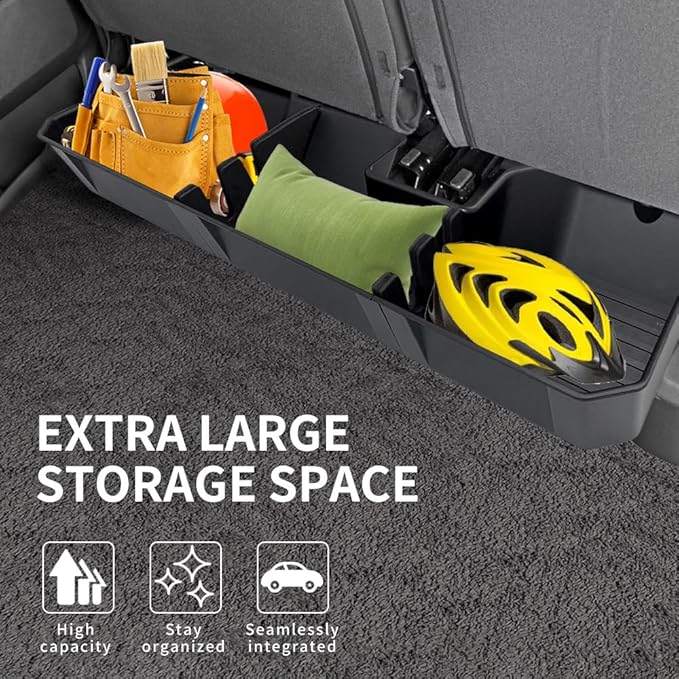 Rear Underseat Storage Compatible with 2019-2025 RAM 1500 Pickup ABS Under Seat Organizer Bin (ABS - Black, 2019+ RAM 1500)