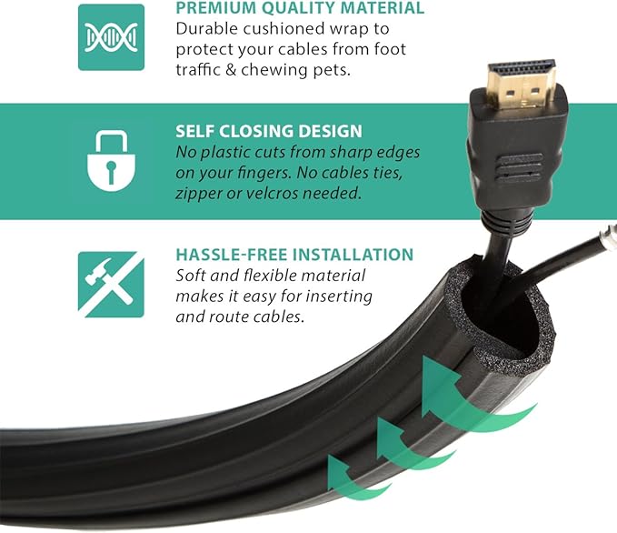 UT Wire 12-Feet Expandible Flexi Cable Wrap, Black