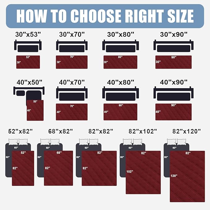 Smiry Waterproof Dog Bed Cover Pet Blanket, Soft Washable Dog Blanket for Furniture Bed Couch Sofa Reversible, Checkered (30"x53", Wine Red/Beige)