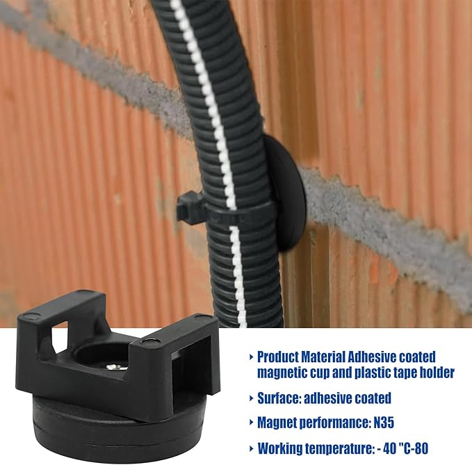 Magnetic Cable Zip Tie Base, Heavy Duty 18lbs Vertical Tension, Multipurpose Wire Clips Management Holder, Supplies for Electrical Cable Wire Organization (22mm, Count, 20)