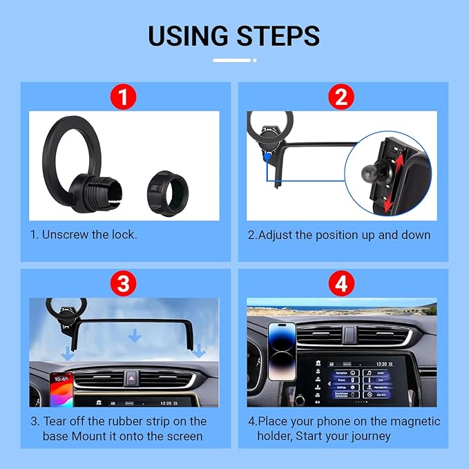 Car Phone Holder for Honda CR-V 2017-2021 2022 Accessories, Compatible with MagSafe, 360° Rotation, Super Strong Magnetic Attraction(for CR-V 5 & 7 inch Screen only)