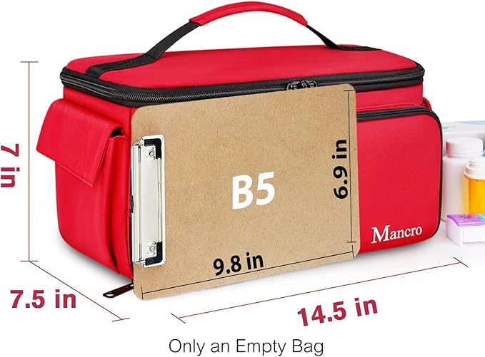 Mancro First Aid Bags Empty, Medical Travel Bag with Multi Pockets, Pill Bottle Organizer for Travel, Home Storage, Trauma Bag for EMT, Nurses, Doctor, Emergency Bag for Medicine, Medical Supplies