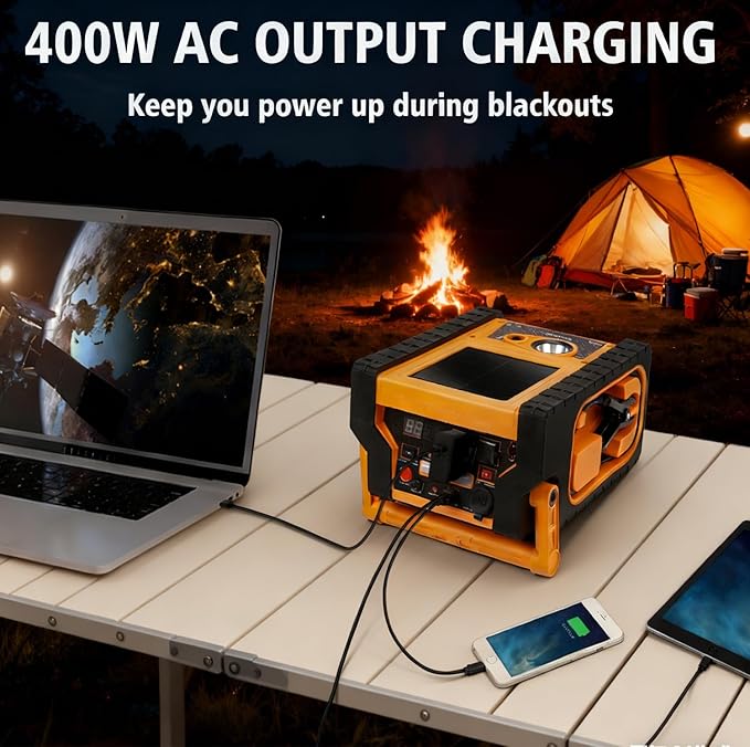 2000A Car Battery Jump Starter with Air Compressor 6-in-1 Jump Starter with Air Compressor 12V Jumper Box 400 Watt Inverter Power Station with AC/DC/USB Outlets (10L Gas/8L Diesel)