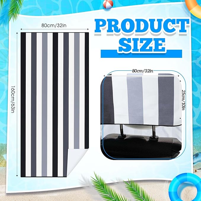 Hahafelt 2 Pack Car Seat Towel Covers with Storage Bag 63 x 32 Inch Athletic Running Towel Seat Sweat Washable Non Slip Cover Gift for Car Outdoor Sport Activities (Black Vertical Stripes)