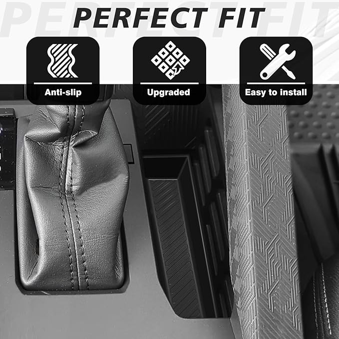 Muslogy Center Console Organizer for 2024 2025 2026 Toyota Tacoma Accessories Middle Console Silicone Insert Beside Handbrake & Cup Holder Inserts 2PCS & Passenger Side Hanging Box (B Style)