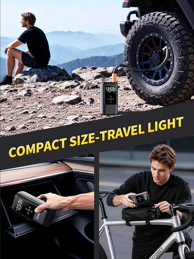 6000A Jump Starter with Air Compressor Battery Jumper Starter Portable 10-in-1 Car Jump Starter Portable 12V Jump Box with 160PSI Tire Inflator LED Light and Jumper Cables (10L Diesel All Cars)