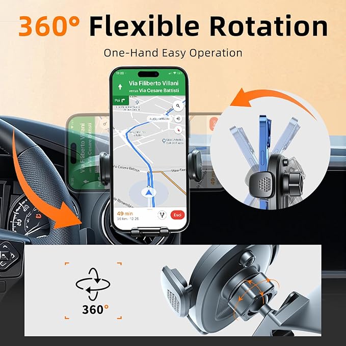 Phone Mount for Toyota Tacoma (2016-2023, 3rd Gen), 360° Adjustable Dashboard Phone Holder, Hands Free Car Smartphone Mount for iPhone, Google & Android, 2020 2021 Toyota Tacoma Interior Accessories