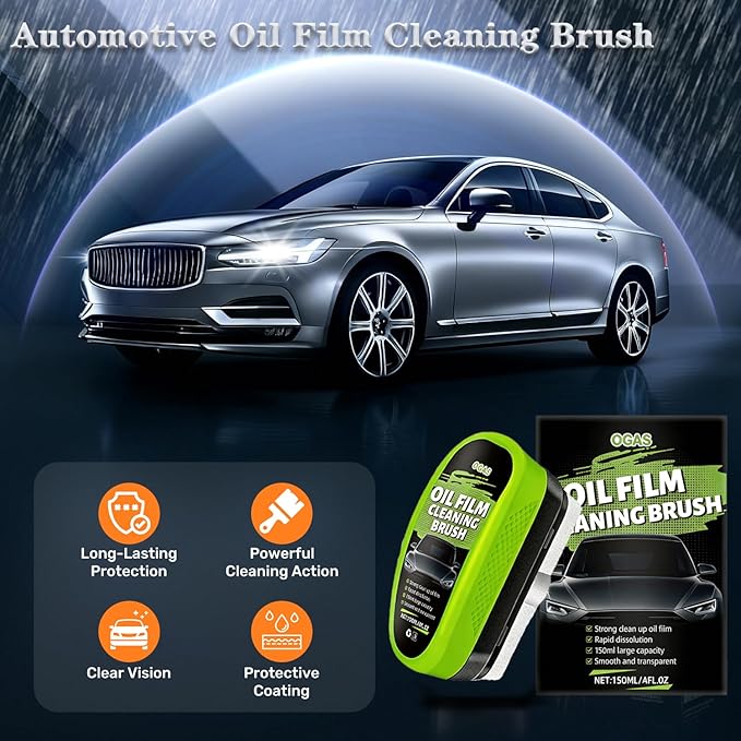 2026 Upgrade Automotive Oil Film Cleaning Brush,2PCS Glass Cleaner for Windshield Oil Film Remover, Car Glass Remover for Windshield Improves Clarity and Visibility